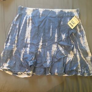 Denim Tye Dye Wrap Skirt